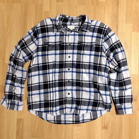 Lilo & Stitch Upcycled Flannel (XL) Embroidered Logo • Blue Plaid Shirt - Picture 7 of 9